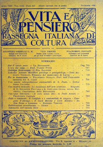 VITA E PENSIERO - 1922 - 12