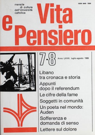 VITA E PENSIERO - 1985 - 7-8